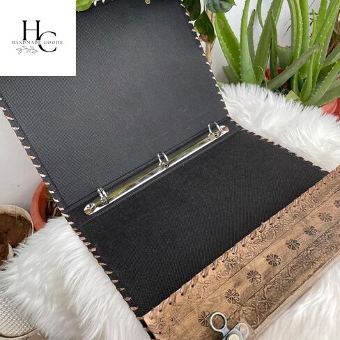 Leather 3 Ring Binder 1 Inch, Three Ring Binders Fits 8.5" x 11" Binders for Photo Album, Home, School and Office Supplies, Leather Portfolio (Carbon Black) in Saudi Arabia
