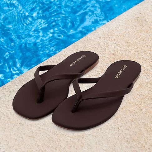 Flip Flops for Women, Memory Foam Flats Summer Sandals for Women 2026 - Trending Vegan Leather Lightweight Soft Comfort Cloud Womens Slippers Cheap Beach Essentials Thong Slides in Saudi Arabia