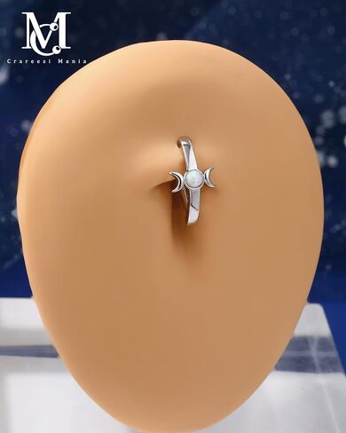 سم Crareesi هوس القمر المرحلة البطن زر خواتم 14 جرام عكس حلقات البطن للنساء 316L الجراحية الصلب البطن ثقب الفرس الدائري in Saudi Arabia