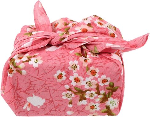 VALICLUD Bento Wrapping Cloth Cherry Flower Rabbit Printed Handkerchief Japanese Style Bento Lunch Bandana Cover Bag Decorative Table Cloth for Home Picnic Camping Outdoor Pink in Saudi Arabia