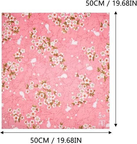 VALICLUD Bento Wrapping Cloth Cherry Flower Rabbit Printed Handkerchief Japanese Style Bento Lunch Bandana Cover Bag Decorative Table Cloth for Home Picnic Camping Outdoor Pink in Saudi Arabia