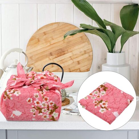 VALICLUD Bento Wrapping Cloth Cherry Flower Rabbit Printed Handkerchief Japanese Style Bento Lunch Bandana Cover Bag Decorative Table Cloth for Home Picnic Camping Outdoor Pink in Saudi Arabia
