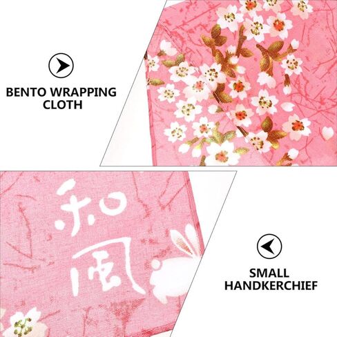 VALICLUD Bento Wrapping Cloth Cherry Flower Rabbit Printed Handkerchief Japanese Style Bento Lunch Bandana Cover Bag Decorative Table Cloth for Home Picnic Camping Outdoor Pink in Saudi Arabia