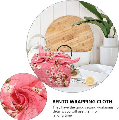 VALICLUD Bento Wrapping Cloth Cherry Flower Rabbit Printed Handkerchief Japanese Style Bento Lunch Bandana Cover Bag Decorative Table Cloth for Home Picnic Camping Outdoor Pink in Saudi Arabia