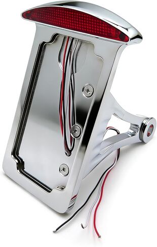 Chrome Flat Side Mount License Plate Bracket w/LED Tail Light Brake Light 7/8 Inches or 1 inch Axle Compatible with Suzuki Kawasaki Harley in Saudi Arabia