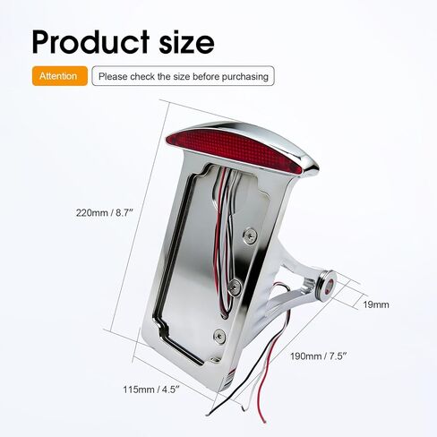 Chrome Flat Side Mount License Plate Bracket w/LED Tail Light Brake Light 7/8 Inches or 1 inch Axle Compatible with Suzuki Kawasaki Harley in Saudi Arabia