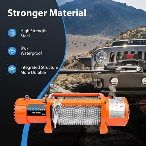 13500LBS winch, 13500LBS winch ATV UTV Truck winch, 12V 13500LBS Steel Cable Winch, with 2 Wireless Remote Control & Control box assembly & Hand controller & Hook &Fairlead in Saudi Arabia