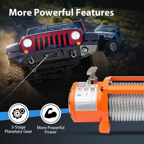 13500LBS winch, 13500LBS winch ATV UTV Truck winch, 12V 13500LBS Steel Cable Winch, with 2 Wireless Remote Control & Control box assembly & Hand controller & Hook &Fairlead in Saudi Arabia