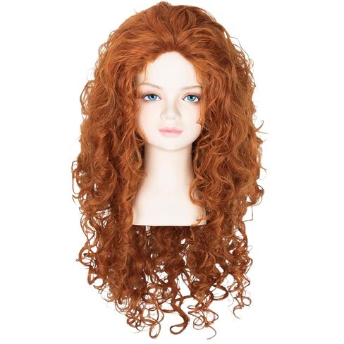 Long Curly Ginger Orange Princess Cosplay Wig Reddish Brown Halloween Party Wig in Saudi Arabia