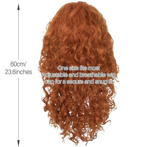 Long Curly Ginger Orange Princess Cosplay Wig Reddish Brown Halloween Party Wig in Saudi Arabia