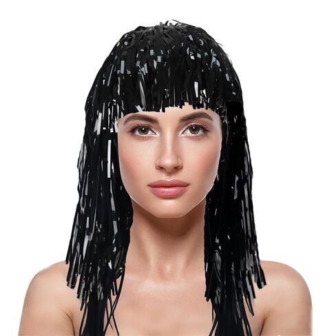 شعر مستعار ملون بأهداب من MELADY - غطاء رأس متلألئ للمهرجانات للمشجعين ومشجعي الرياضة واحتفالات الحفلات (أخضر) in Kuwait