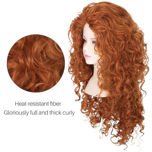 Long Curly Ginger Orange Princess Cosplay Wig Reddish Brown Halloween Party Wig in Saudi Arabia