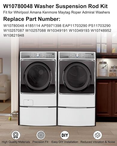 تحديث W10780048 WTW4800XQ1 WTW4800XQ4 RTW4640YQ1 ATW4675YQ1 استبدال قضيب تعليق الغسالة مناسب لويرلبول كينمور مايتاج أمانا WTW4800XQ2 MVWC200XW2 WTW4930XW1 CAW9244XQ2 NTW4501XQ0، 4 قطعة in Kuwait
