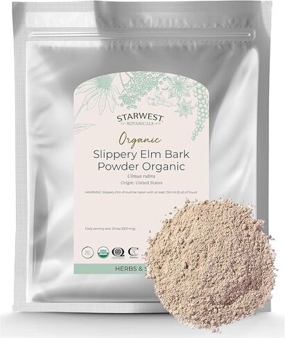 Starwest Botanicals Organic Slippery Elm Bark Powder, 1 lb Bag, Packaging may vary in Kuwait