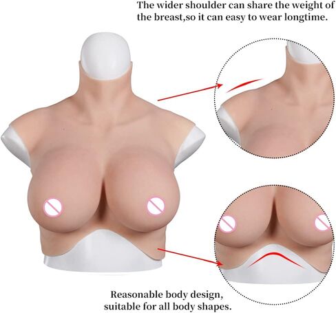 Oil-free 8th Generation Silicone Breastplate With Makeup Skin Float Point Inside Airbag Silicone Filler Touch Soft (Beige, XL-K Flocking) in Kuwait