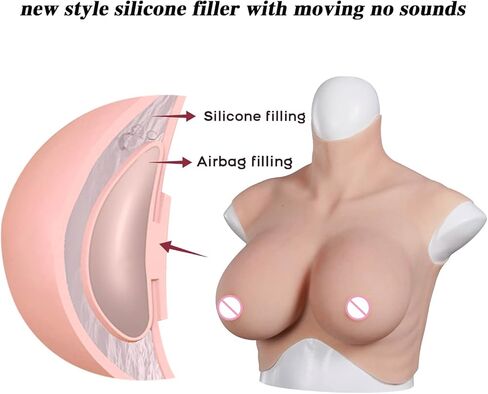 Oil-free 8th Generation Silicone Breastplate With Makeup Skin Float Point Inside Airbag Silicone Filler Touch Soft (Beige, XL-K Flocking) in Kuwait