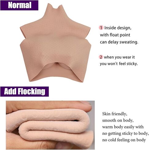 Oil-free 8th Generation Silicone Breastplate With Makeup Skin Float Point Inside Airbag Silicone Filler Touch Soft (Beige, XL-K Flocking) in Kuwait
