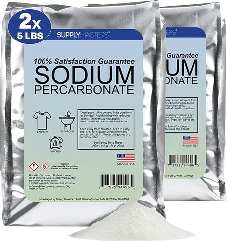 SupplyMasters Sodium Percarbonate Powder 10 lbs Pack - Oxygen Source & Bleach Alternative - Clothes Brightener, Laundry Detergent & Stain Remover in Saudi Arabia