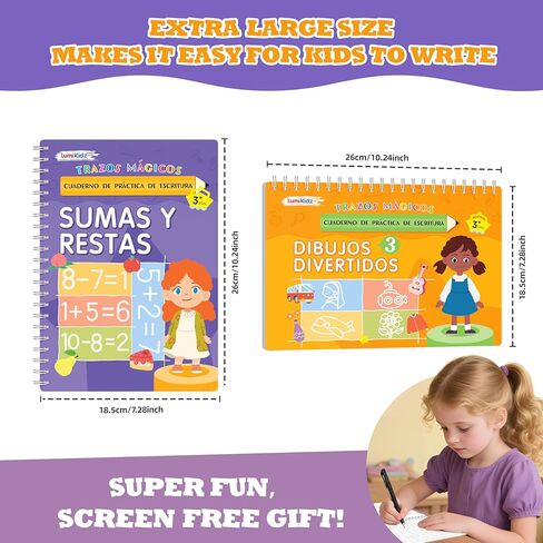 ممارسة الكتابة المخددة السحرية الإسبانية للأطفال الذين تتراوح أعمارهم بين 3-8 سنوات، كتب ممارسة الكتابة اليدوية المخددة القابلة لإعادة الاستخدام للأطفال من 5 إلى 7 أنشطة تعليمية لتتبع ما قبل المدرسة، هدايا عيد الحب التعليمية للأطفال in Kuwait