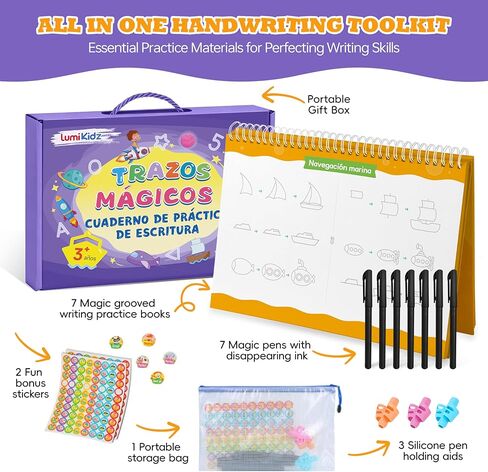 ممارسة الكتابة المخددة السحرية الإسبانية للأطفال الذين تتراوح أعمارهم بين 3-8 سنوات، كتب ممارسة الكتابة اليدوية المخددة القابلة لإعادة الاستخدام للأطفال من 5 إلى 7 أنشطة تعليمية لتتبع ما قبل المدرسة، هدايا عيد الحب التعليمية للأطفال in Kuwait