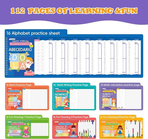 ممارسة الكتابة المخددة السحرية الإسبانية للأطفال الذين تتراوح أعمارهم بين 3-8 سنوات، كتب ممارسة الكتابة اليدوية المخددة القابلة لإعادة الاستخدام للأطفال من 5 إلى 7 أنشطة تعليمية لتتبع ما قبل المدرسة، هدايا عيد الحب التعليمية للأطفال in Kuwait