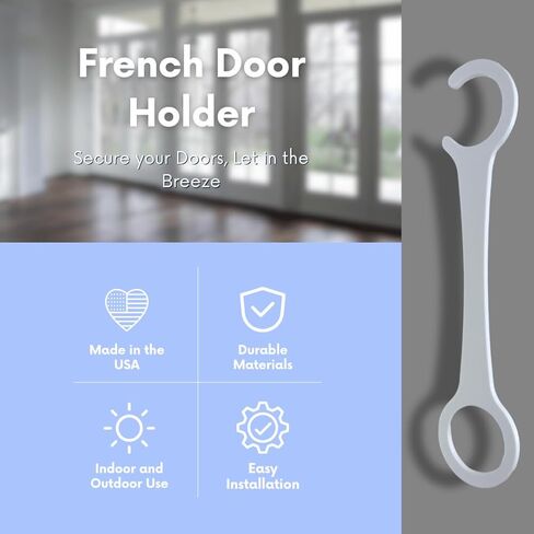 French Door Spacer Holder | Easy to Use French Door Holder | Lets Breeze Flow & Keeps Doors from Flapping in Wind | Made in USA (White, Regular) in Saudi Arabia
