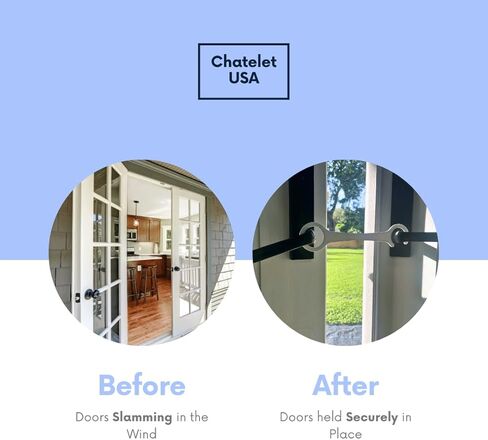 French Door Spacer Holder | Easy to Use French Door Holder | Lets Breeze Flow & Keeps Doors from Flapping in Wind | Made in USA (White, Regular) in Saudi Arabia