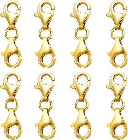 Double Lobster Clasp 14K Gold Plated 925 Sterling Silver Necklace Clasp Classic Double End Design Necklace Clasps and Closures,Necklace Extender Suitable for Jewelry Chain in Kuwait