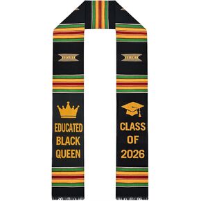 Graduation Stole 2026 – Kente Graduation Stole for Black Women Men, African Graduation Sash with Crown Design in Saudi Arabia