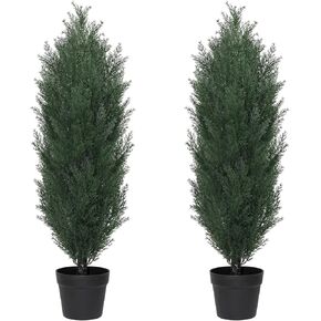 THE BLOOM TIMES 6FT Tall Artificial Cedar Topiary Trees Set of 2, UV Resistant Large Faux Cypress Evergreen Plants for Outdoor Planters, Realistic Fake Bushes & Shrubs for Front Porch Christmas Decor in Kuwait