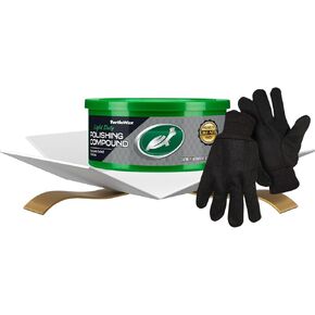 مجموعة مركب تلميع شمع السلحفاة بوزن 10.5 أونصة مع قفازات عمل لمركب الفرك لتنظيف أسطح السيارات والعناية بالتشطيب - مجموعة هدايا (عنصران) in Kuwait