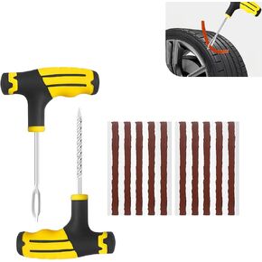 طقم إصلاح الإطارات 22 قطعة، أداة إصلاح مسطحة للإطارات شديدة التحمل مع مقبضين على شكل حرف T و15 سلسلة مطاطية و5 براغي وثقوب ومقابس أداة إصلاح مسطحة مع حقيبة تخزين للسيارة والدراجات النارية وATV وUTV والجرار in Kuwait