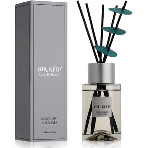 Airkeep Reed Diffuser / مجموعة ناشرة روائح القصب الرمادية / 6.7 أونصة (200 مل) / ناشر زيت رذاذ المحيط وملح البحر وأعواد ناشرة روائح القصب / ديكور المنزل وديكور المكتب، والعطور والهدايا in Kuwait