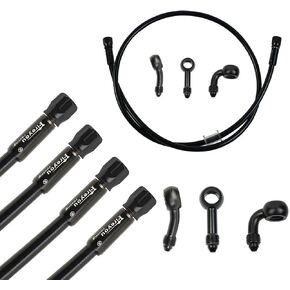 خط فرامل الدراجة النارية خرطوم مضفر 400-2400 مم AN3 أنبوب القابض الهيدروليكي خط فرامل الدراجة النارية خط أنابيب سائل زيت نقطة لدراجة السباق ATV Dirt Pit Street، إزالة التركيبات البانجو (2100 مم) in Kuwait