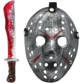 Boolavard Cosplay Machete Costume Halloween Horror Movie Hockey Mask for Adult Scary Halloween Party in Kuwait