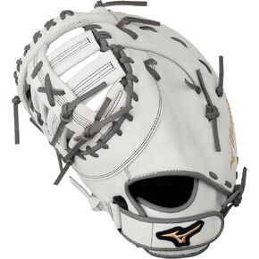 Mizuno GXF50FPW2 MVP Prime Fastpitch Softball First Base Mitt 13 بوصة، القاعدة الأولى، غطاء اليد اليسرى، أبيض-رمادي in Kuwait