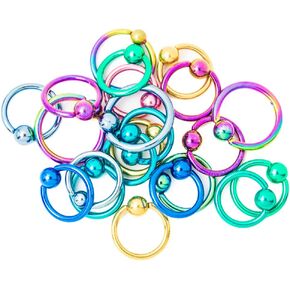 حلقات الخرز الأسيرة من BodyJewelryOnline [10 قطع]، تيتانيوم مؤكسد، مقاسات 16 جيجا/ 14 جيجا، ألوان متنوعة عشوائيًا، ثقوب معالجة، ثقب متعدد [الشفة، الأذن، الأنف]، فولاذ مقاوم للصدأ جراحي 316 لتر in Kuwait