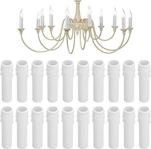 E12 Candle Covers Sleeves 20pcs 4 Inch Simulation Wax Drop Design Retardant Heat ABS Material for Chandelier Wall Lamps Retro Lighting in Saudi Arabia