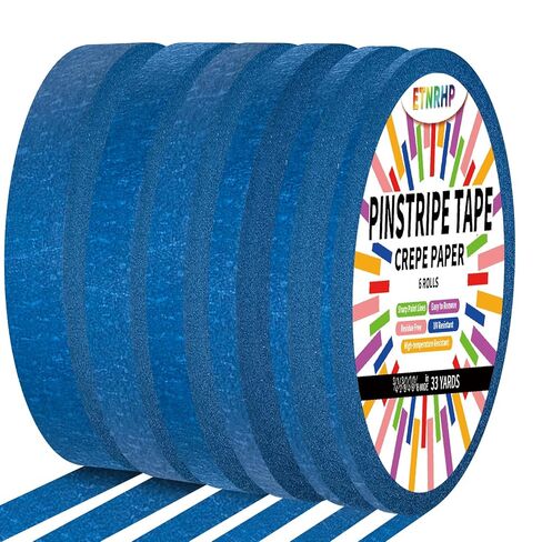 6 Rolls Pinstripe Tape Fine Line Masking Tape 1/16", 1/8", 1/4", 3/8",1/2", 3/4" - Thin Painters Automotive Paper Tape for DIY, Car, Auto, Paint, Art, Tumblers, Pottery, Model Building, Wall in Kuwait