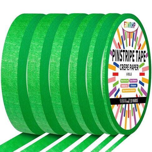 6 Rolls Pinstripe Tape Fine Line Masking Tape 1/16", 1/8", 1/4", 3/8",1/2", 3/4" - Thin Painters Automotive Paper Tape for DIY, Car, Auto, Paint, Art, Tumblers, Pottery, Model Building, Wall in Kuwait