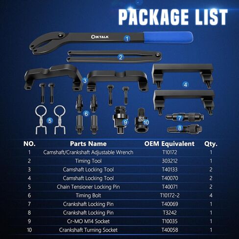 مجموعة أدوات توقيت قفل عمود الحدبات للمحرك، متوافقة مع VW Audi 2.0 2.4 2.5 2.8 3.0T 3.2 4.2 5.0 5.2، طوارق Q7 بورش 3.0T، A4 A6 A6L A8 Q5 Q7 R8، استبدال OEM T40133 T40070 T40058 T10172 in Kuwait