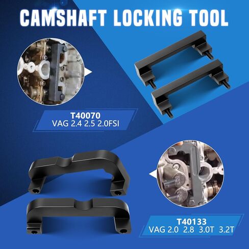 مجموعة أدوات توقيت قفل عمود الحدبات للمحرك، متوافقة مع VW Audi 2.0 2.4 2.5 2.8 3.0T 3.2 4.2 5.0 5.2، طوارق Q7 بورش 3.0T، A4 A6 A6L A8 Q5 Q7 R8، استبدال OEM T40133 T40070 T40058 T10172 in Kuwait