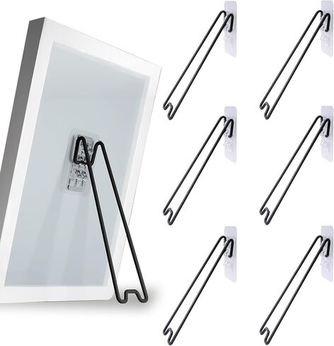 6 Pcs Picture Frame Stand, Self-Adhesive Stainless Steel Easel Brackets, Photo Frame Display Holder for 5.1 to 9.8 inch Frames, 3 Heights (5.1in/7.1in/9.8in), 2.17in Wide in Saudi Arabia
