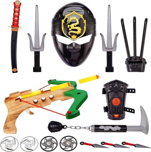 طقم ملابس أسلحة لعبة محارب النينجا للأطفال، ملحقات زي كاملة للأولاد والبنات، لعبة التظاهر in Kuwait