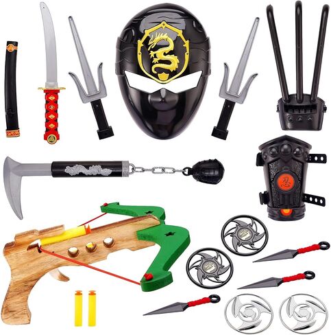 طقم ملابس أسلحة لعبة محارب النينجا للأطفال، ملحقات زي كاملة للأولاد والبنات، لعبة التظاهر in Kuwait