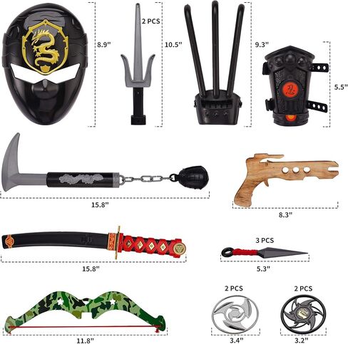 طقم ملابس أسلحة لعبة محارب النينجا للأطفال، ملحقات زي كاملة للأولاد والبنات، لعبة التظاهر in Kuwait