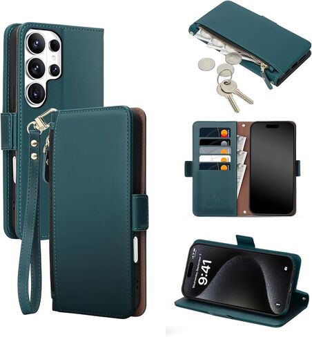 حافظة COBEAR لهاتف Samsung Galaxy S26 Plus، حافظة هاتف قابلة للطي من جلد البولي يوريثان مع حزام معصم، جيب بسحاب، مسند، حافظة محفظة هاتف للنساء والرجال مع حامل بطاقة لهاتف Samsumg S26 Plus، أرجواني in Kuwait