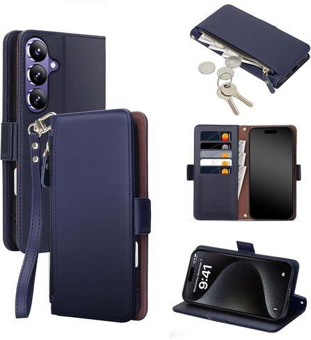 COBEAR for Samsung Galaxy S26 Plus Case Wallet, Pu Leather Flip Phone Case with Wrist Strap, Zipper Pocket, Kickstand, Women Men Phone Wallet Case with Card Holder for Samsumg S26 Plus,Purple in Saudi Arabia