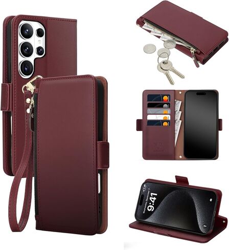 COBEAR for Samsung Galaxy S26 Plus Case Wallet, Pu Leather Flip Phone Case with Wrist Strap, Zipper Pocket, Kickstand, Women Men Phone Wallet Case with Card Holder for Samsumg S26 Plus,Purple in Saudi Arabia