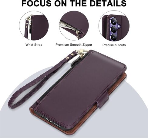 COBEAR for Samsung Galaxy S26 Plus Case Wallet, Pu Leather Flip Phone Case with Wrist Strap, Zipper Pocket, Kickstand, Women Men Phone Wallet Case with Card Holder for Samsumg S26 Plus,Purple in Saudi Arabia